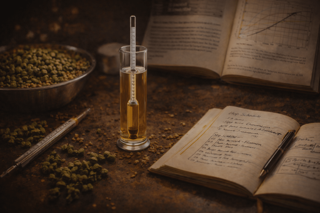 Tafel met alle uitleg over zelf bier brouwen